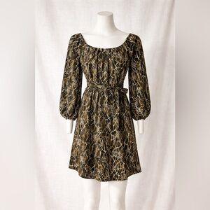 DVF Diane von Furstenberg 100% Silk Abstract Scribble Mini Dress Size 2 Belted